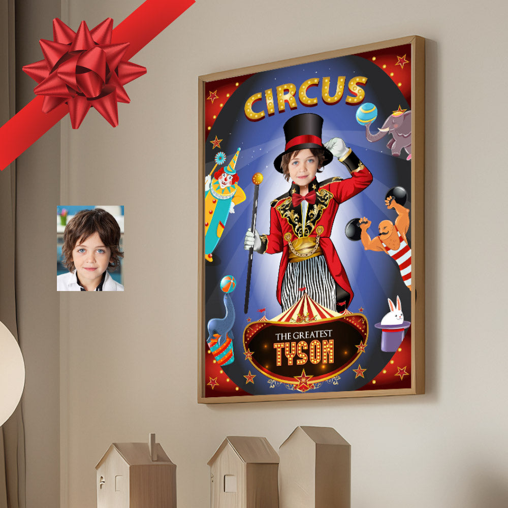 Custom Circus photo Poster, Circus Ringleader printable gifts, Carnival Gifts with kid as the Ringmaster. 509GF