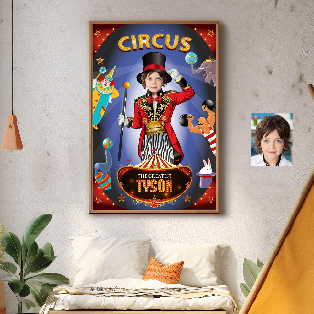 Custom Circus photo Poster, Circus Ringleader printable gifts, Carnival Gifts with kid as the Ringmaster. 509GF