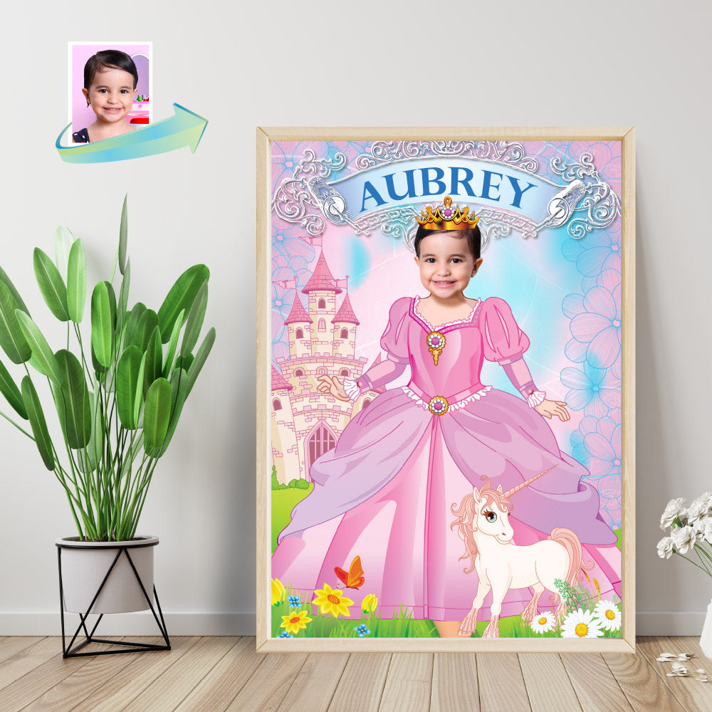 Princess Poster with photo, Pink Princess photo Poster, Custom Princess Unicorn Poster, Custom Princess Gifts. 514