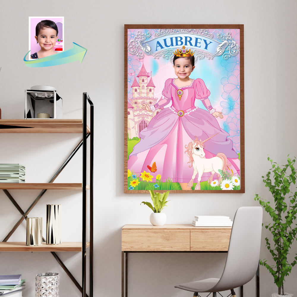 Princess Poster with photo, Pink Princess photo Poster, Custom Princess Unicorn Poster, Custom Princess Gifts. 514