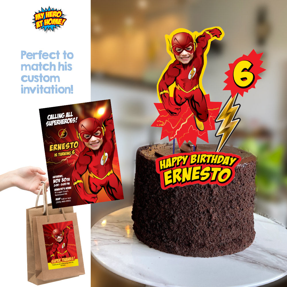 Flash printable cake topper with photo, Easy to do Flash cake decor, Last minute Flash cake. 535