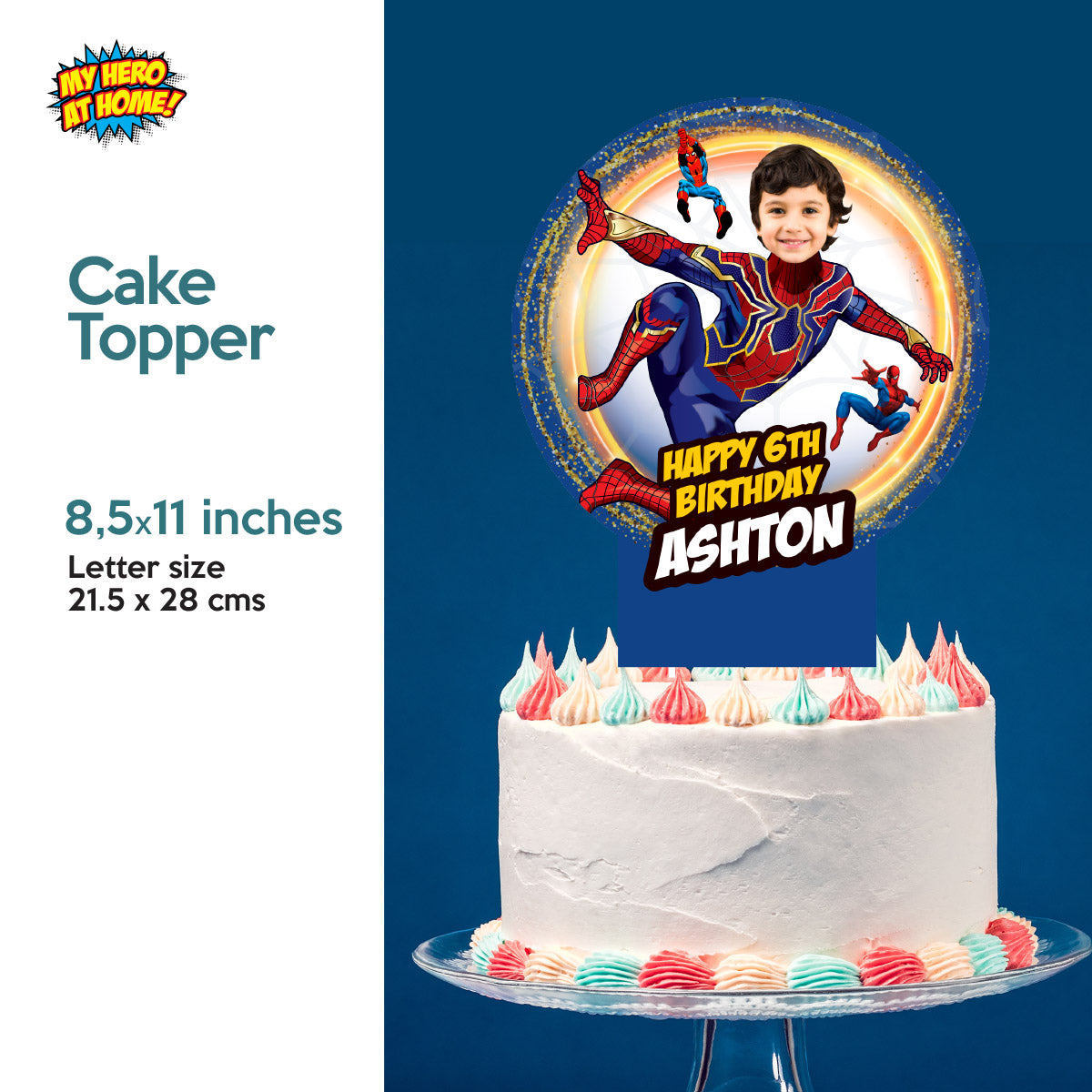 Bundle No Way Home Birthday matching items with kid as Spiderman: Invitation and Thank you, Cake Topper and Welcome Sign. 555B2