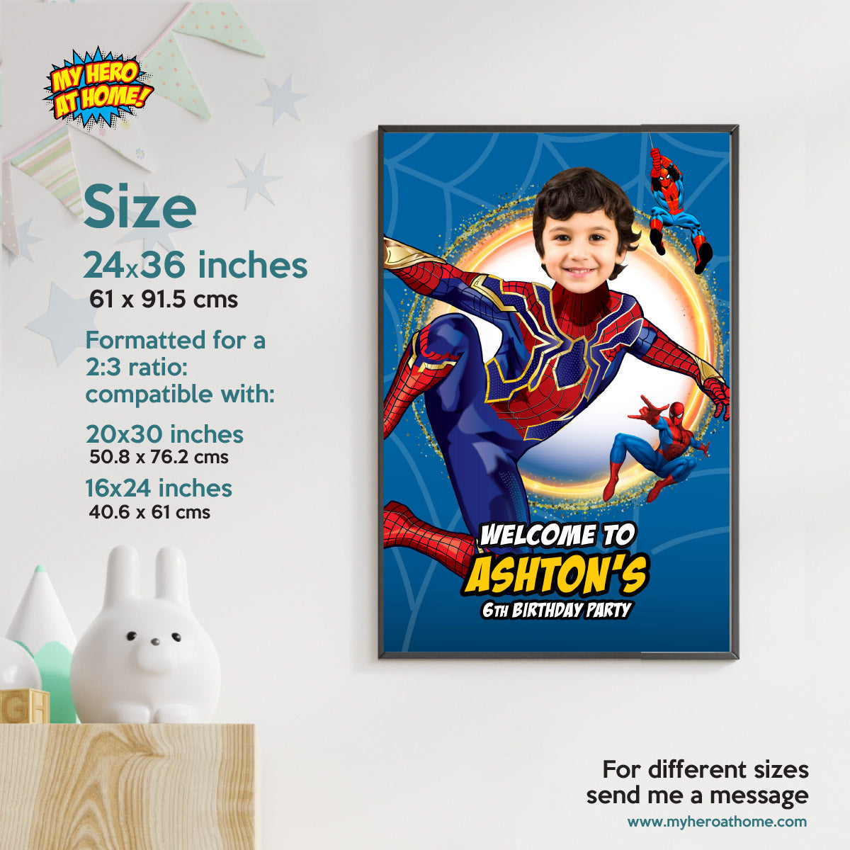 No Way Home Spiderman Birthday Welcome sign with kid as the star, Party Entrance Spiderman welcome. 555WS