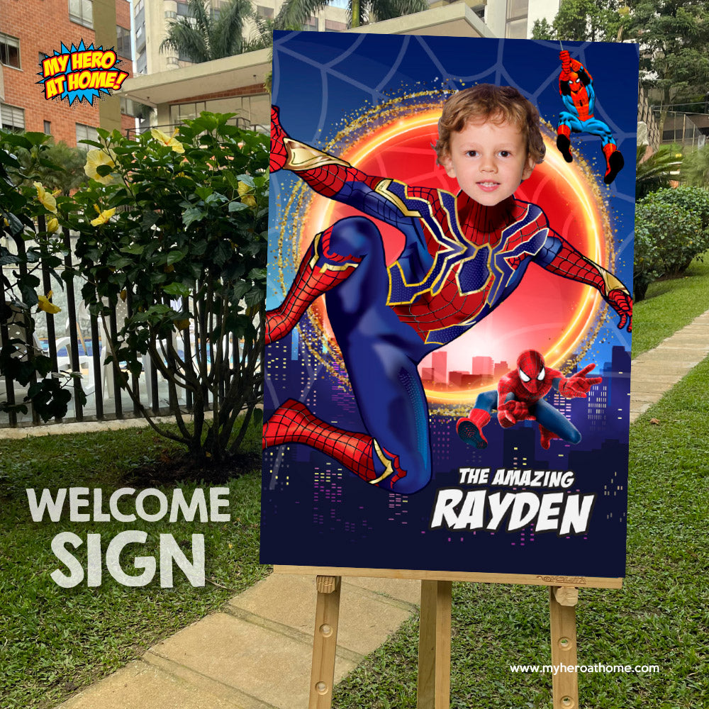 Iron Spider Poster with your kid as Spider-Man, Custom Iron Spiderman Print gift. 557B