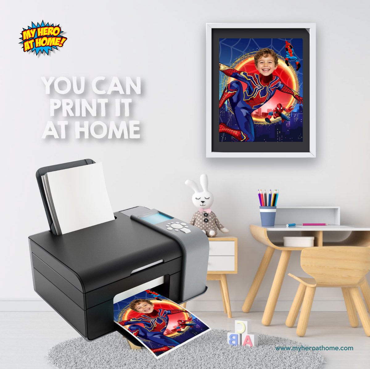 Personalized Spider-Man No Way Home Print with Child as Iron Spiderman.  557