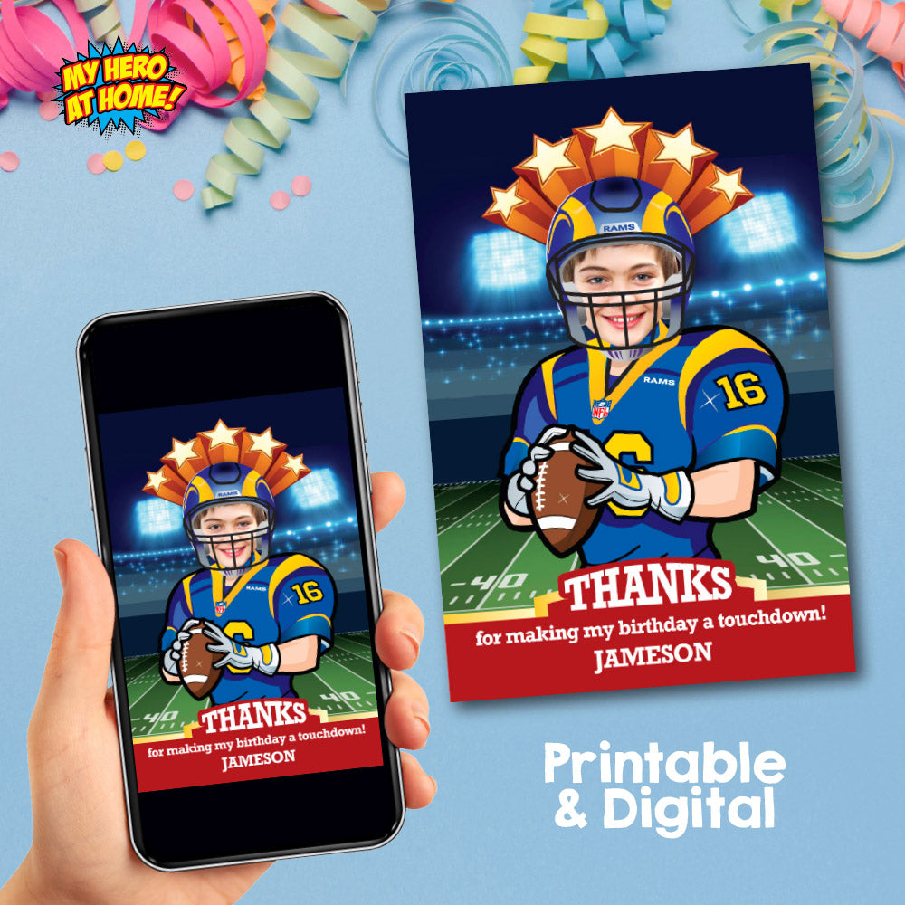 Angeles Rams thank you and favors tags with your kid as the player ...