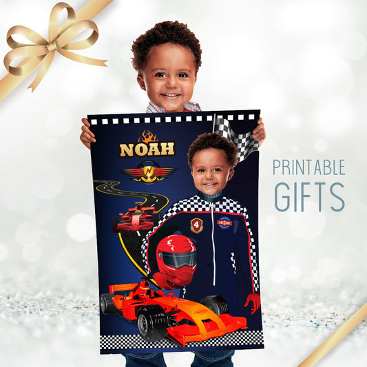 Personalized Race Car Decoration with child as the star, Room Decor for race car fans, Race Car Gifts. 568