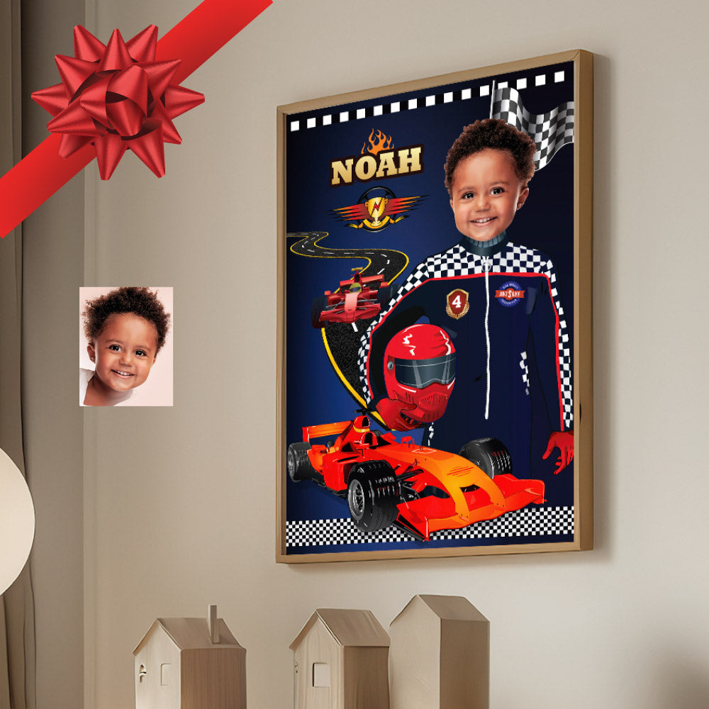 Personalized Race Car Decoration with child as the star, Room Decor for race car fans, Race Car Gifts. 568
