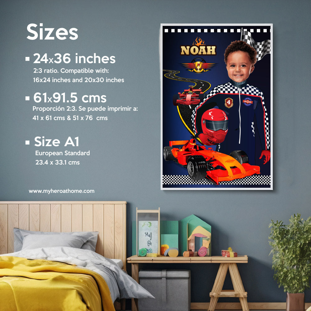Personalized Race Car Decoration with child as the star, Room Decor for race car fans, Race Car Gifts. 568