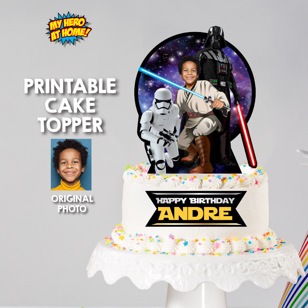 Custom Jedi Star Wars Cake topper with kid as the Master Jedi. 005CT2