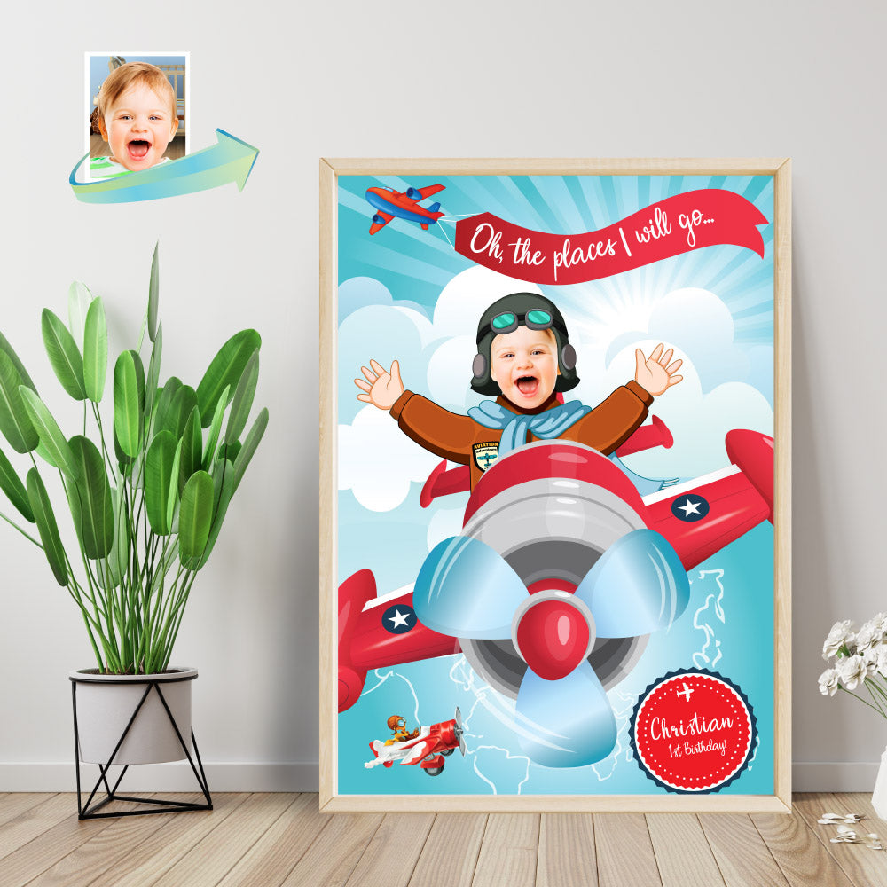 Airplane Poster with photo, Airplane Room Decor, Airplane printable Gifts for kids, Airplane Wall. 585