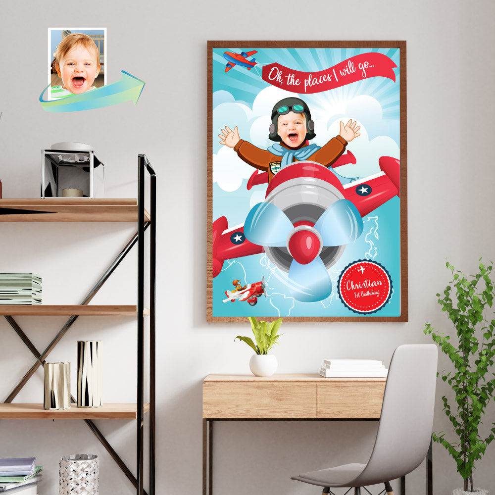 Airplane Poster with photo, Airplane Room Decor, Airplane printable Gifts for kids, Airplane Wall. 585