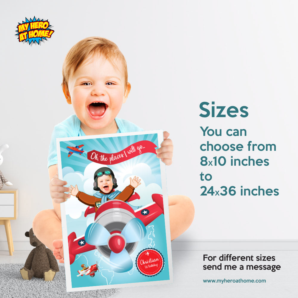 Airplane Poster with photo, Airplane Room Decor, Airplane printable Gifts for kids, Airplane Wall. 585