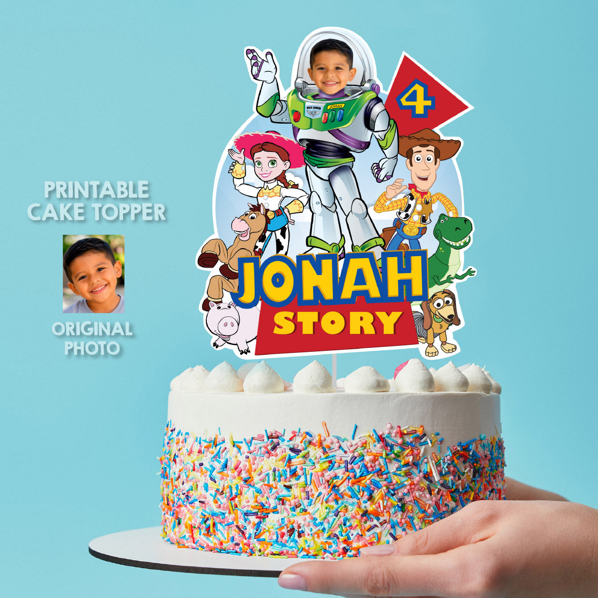 Personalized Buzz Lightyear Cake Topper | Birthday Child Becomes Buzz. 603CT