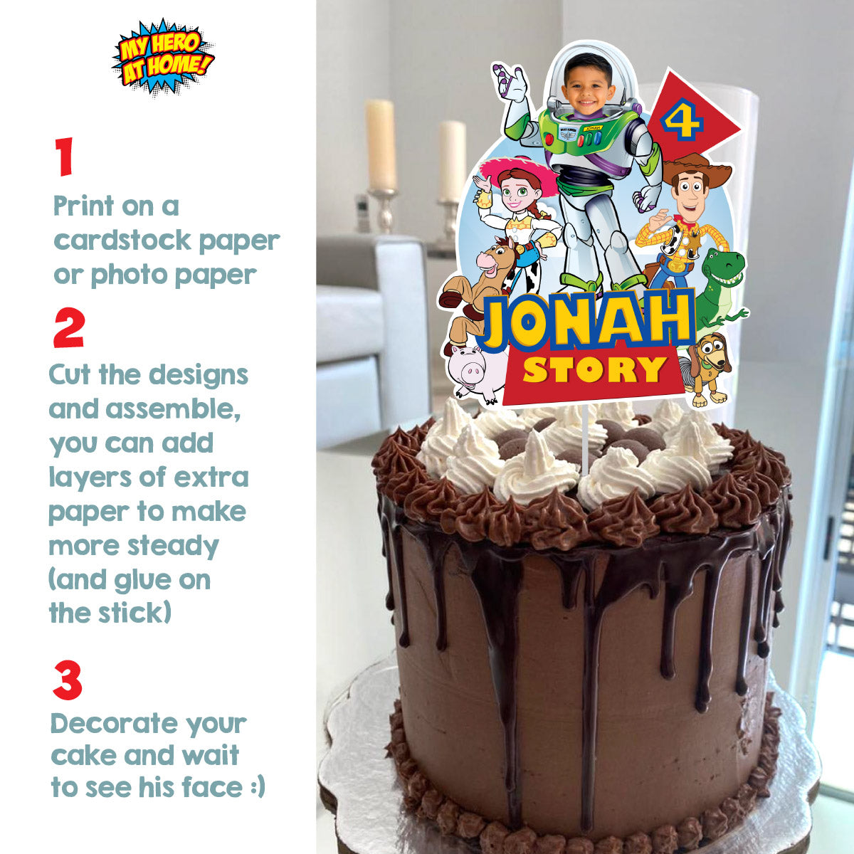 Personalized Buzz Lightyear Cake Topper | Birthday Child Becomes Buzz. 603CT