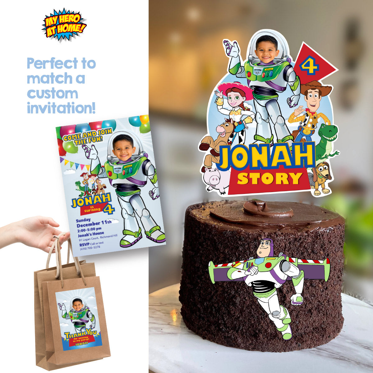 Personalized Buzz Lightyear Cake Topper | Birthday Child Becomes Buzz. 603CT