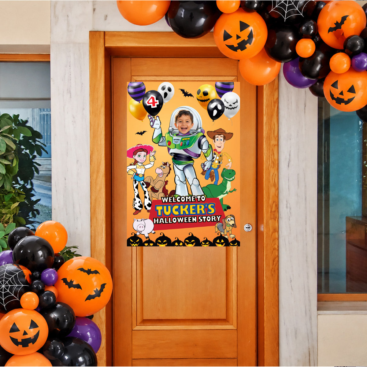 Personalized Buzz Lightyear Halloween Birthday Sign, Toy Story Party with Child Photo 603HA2