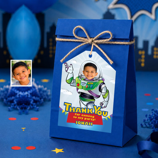 Personalized Buzz Lightyear Thank You Tags | Birthday Child Becomes Buzz | Toy Story Favor Tags. 603TY