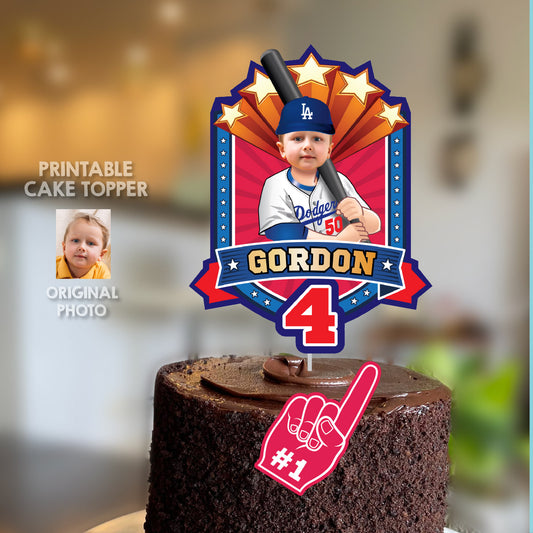 Cake topper themed Dodgers with photo, Printable Cake of Dodgers Rookie. 609CT3
