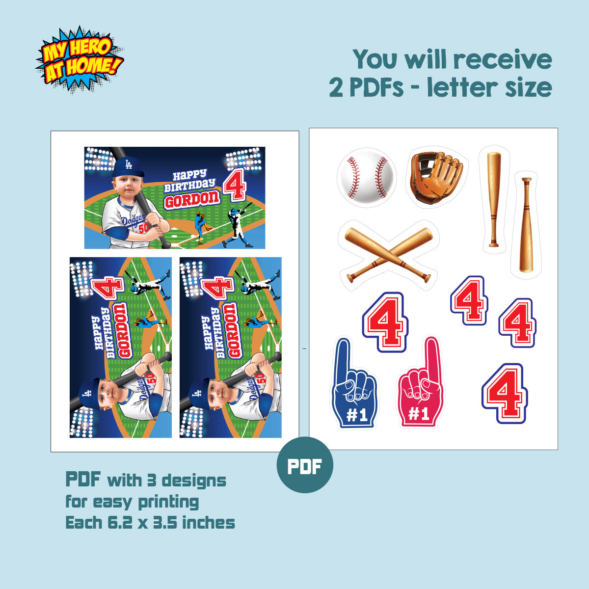 Custom Baseball Dodgers Gable box with photo, Gift boxes party favors themed Dodgers. 609GB