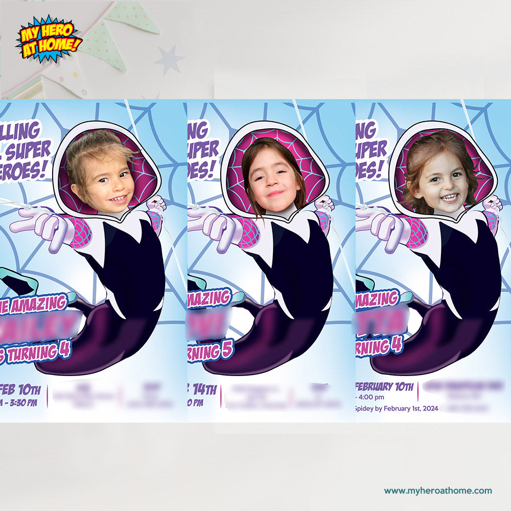 Personalized Ghost spider Poster with your girl as the superhero, Gwen Stacy Printable Gifts.  2046GF