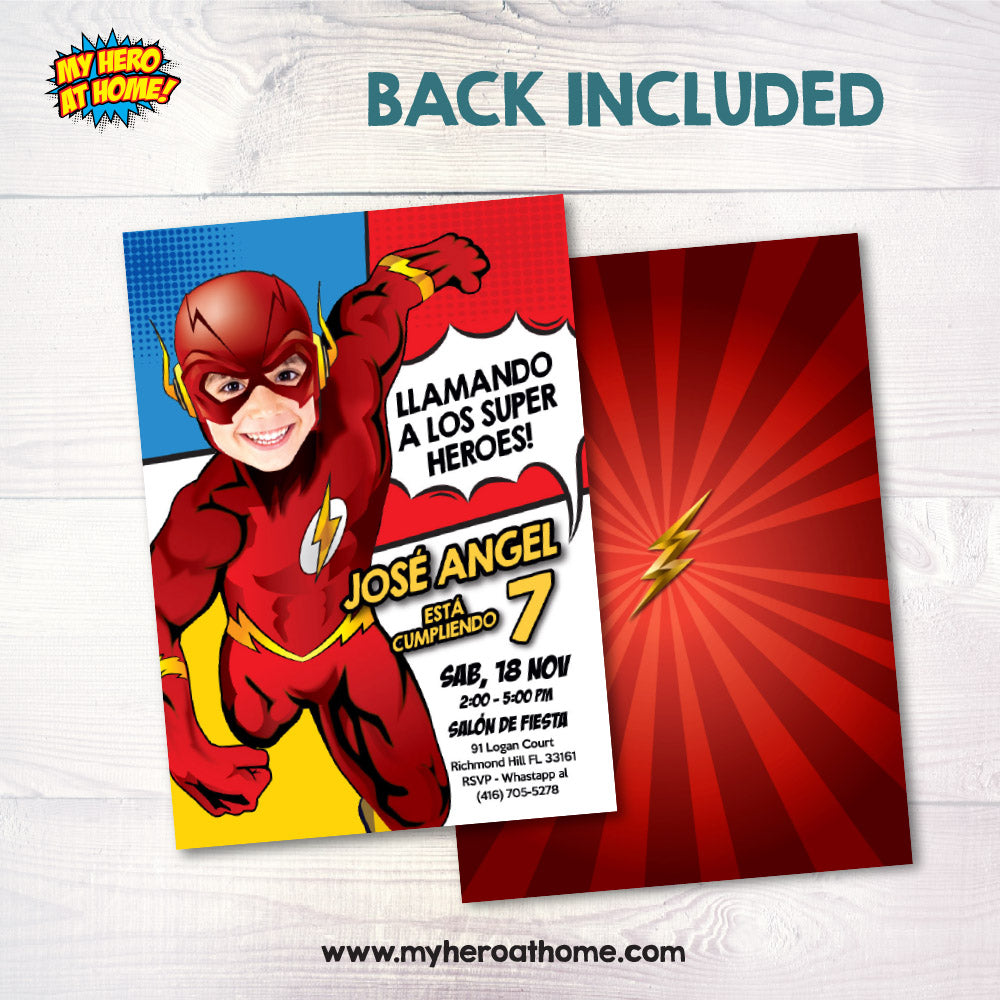 Invitación para Cumpleaños de Flash, Invita personalizada para fiesta de Flash. 693INSP