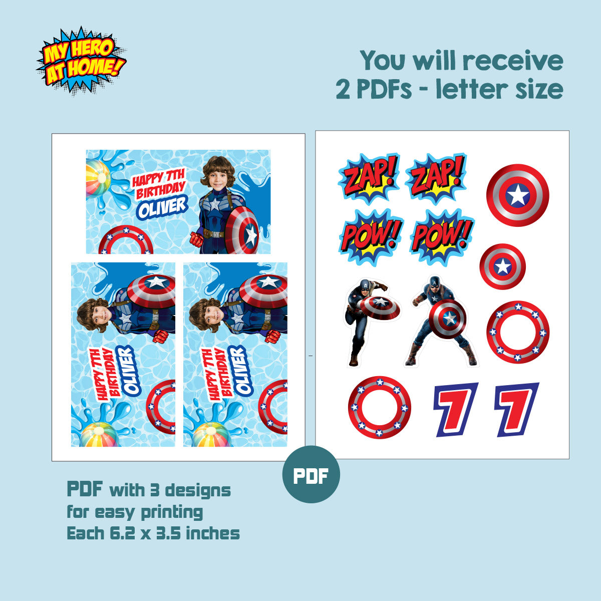 Captain America Pool Party Gable Box customized with photo, Avengers Candy Gifts Boxes. 697GB