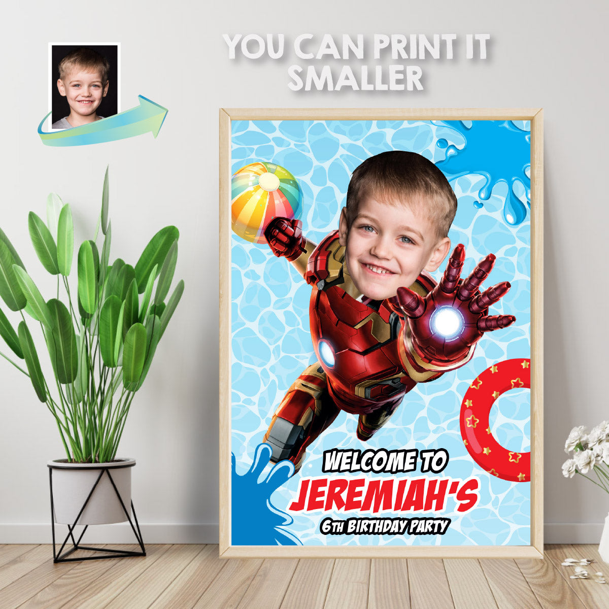 Ironman Pool Party Welcome Sign With Photo, Iron man Splash party Entrance. 709WS