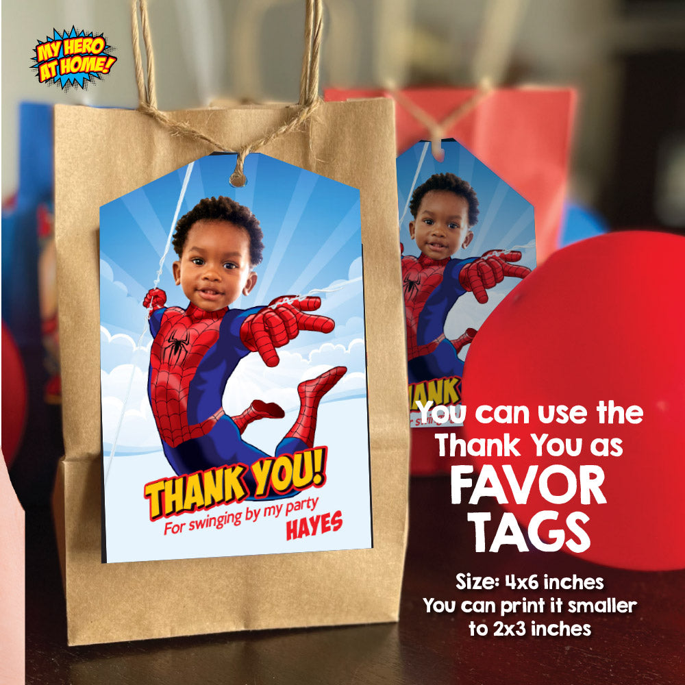 Personalized Spidey Birthday Party Bundle with your kid as the star, Invitation, thank you, Welcome, cake 740B2