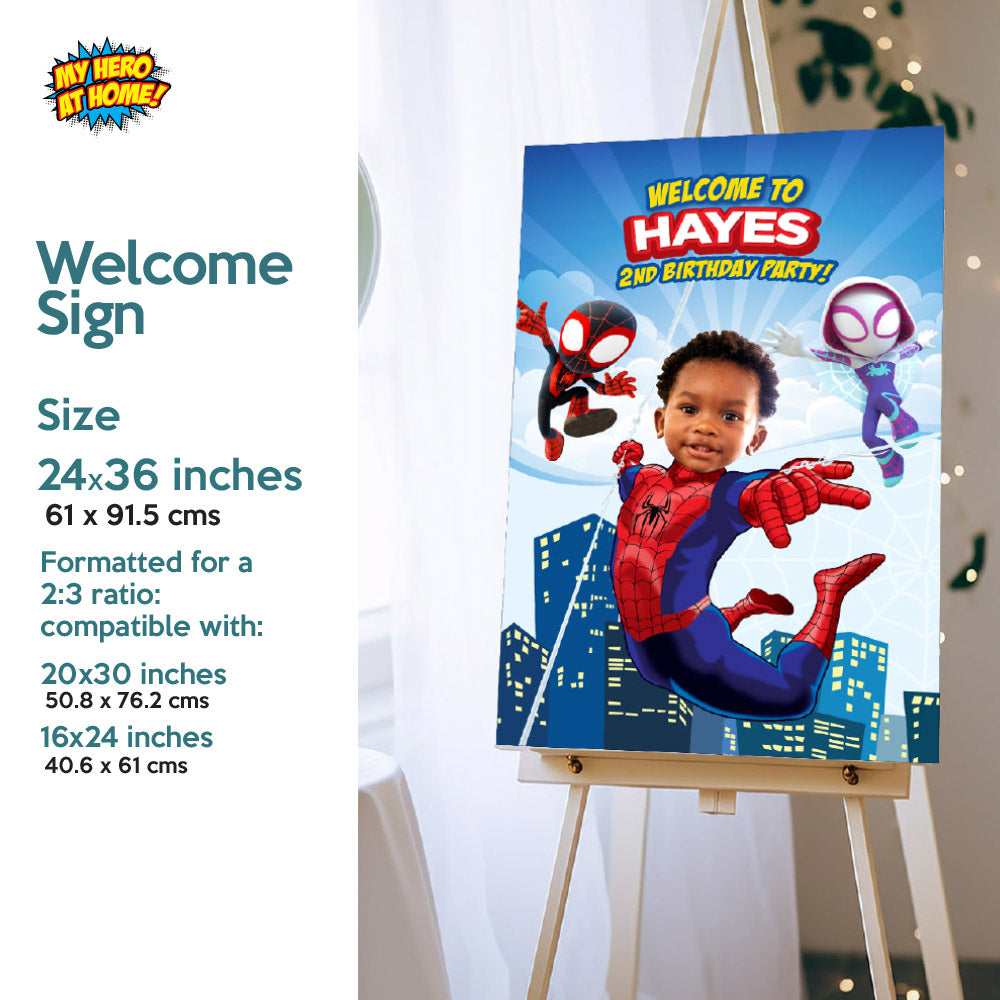 Personalized Spidey Birthday Party Bundle with your kid as the star, Invitation, thank you, Welcome, cake 740B2