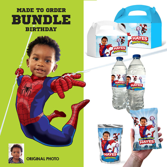 Set of matching Spidey Party Snack Labels personalized with photo (labels, favors). 740B3