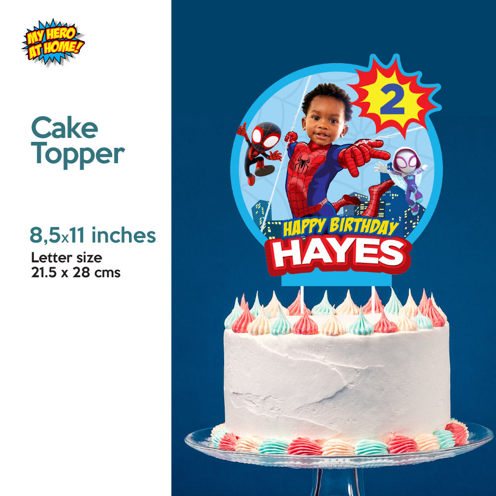 Personalized Spidey Birthday Party Decor Bundle with photo (cake, welcome and banner backdrop). 740B4