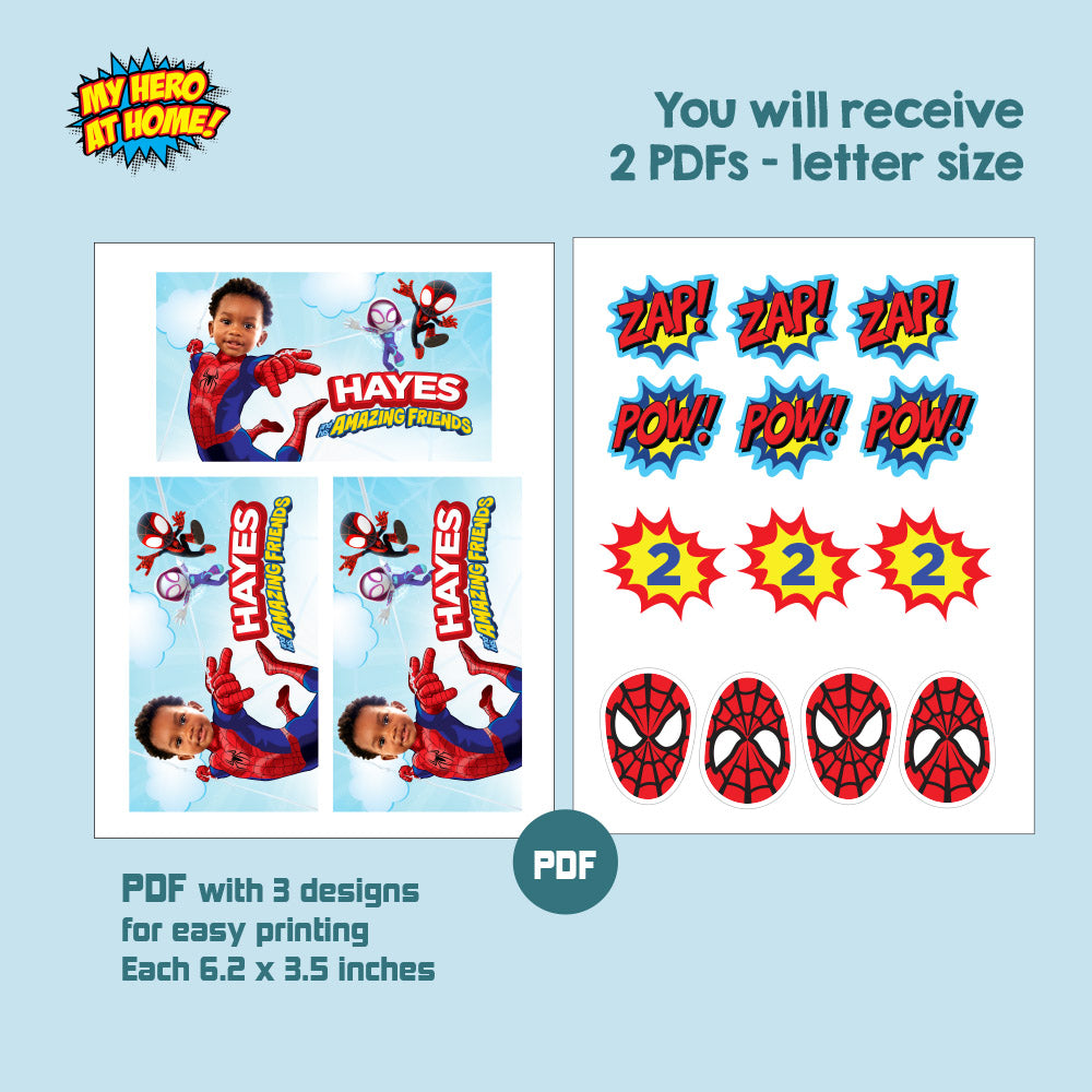 Personalized Spidey Candy Box label with photo, Spiderman Gable Box party favors. 740GB