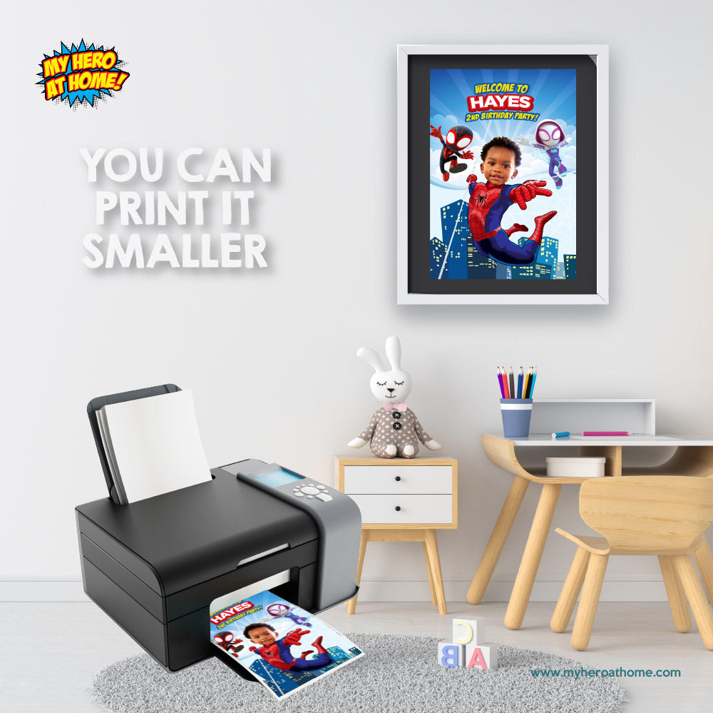 Custom Spidey Birthday Welcome Sign with photo, Personalized Spiderman Party Decor. 740WS