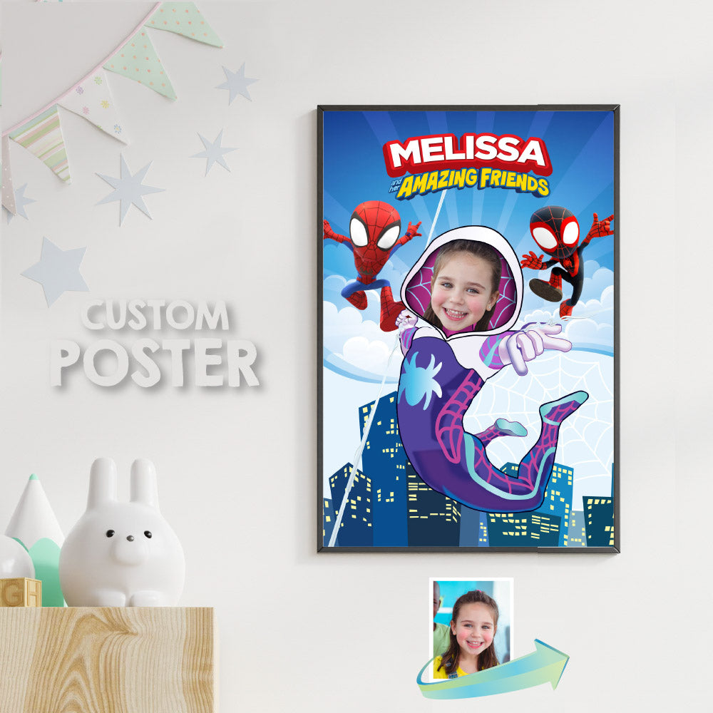 Gwen Stacy and friends Poster with girl as the star, Ghost Spidey Wall decoration. 2039PG