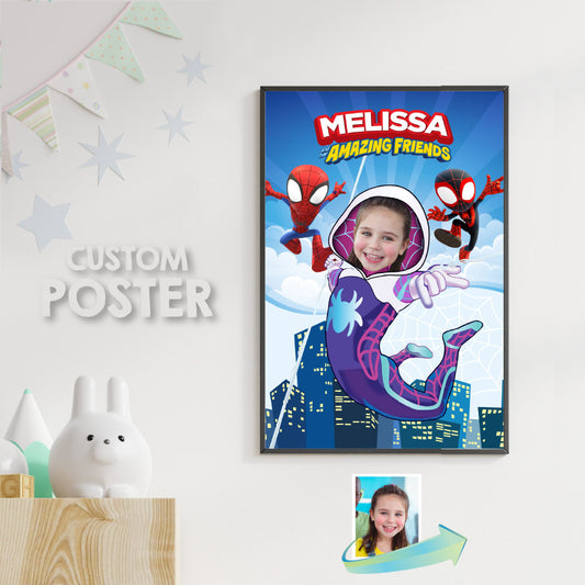 Gwen Stacy and friends Poster with girl as the star, Ghost Spidey Wall decoration. 2039PG