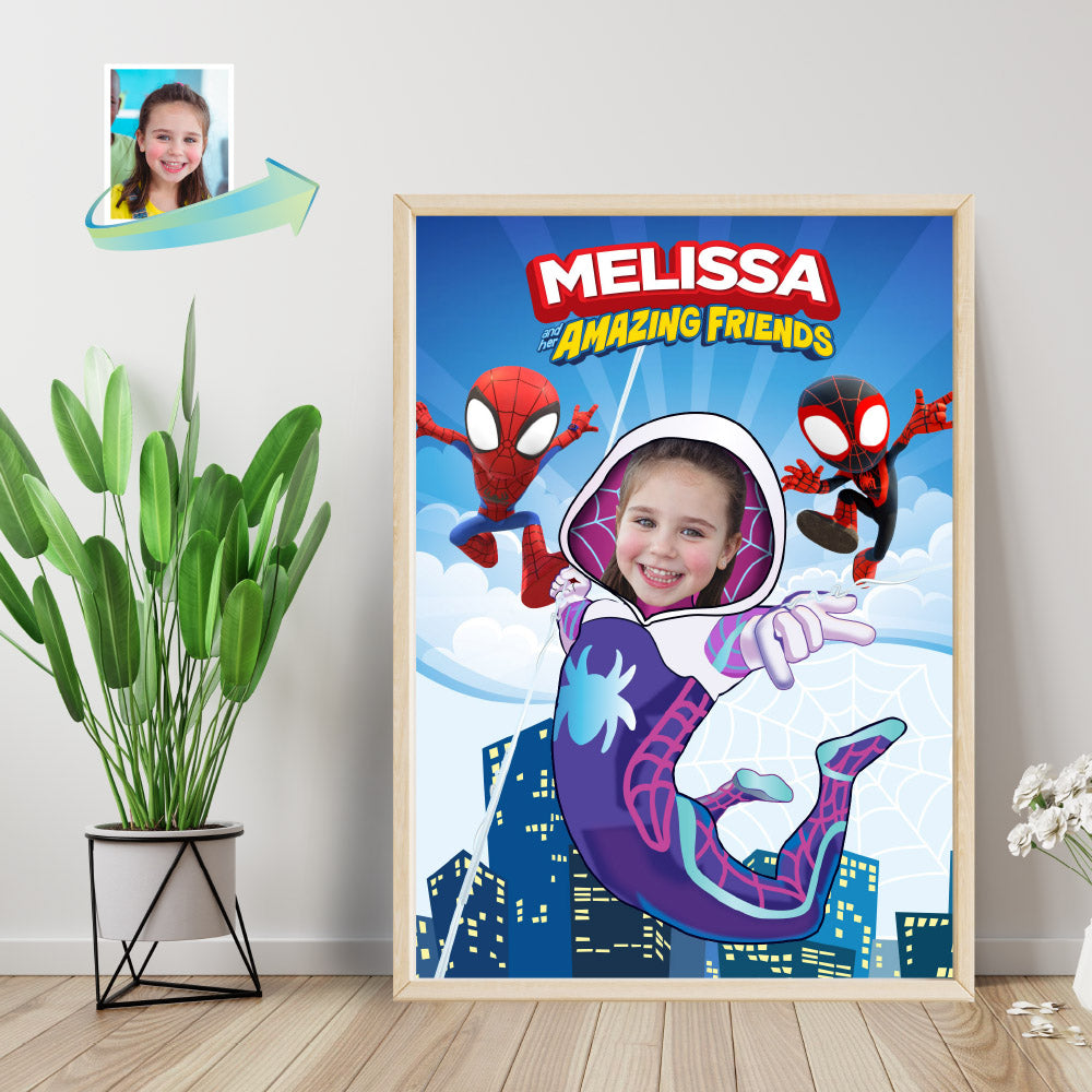 Gwen Stacy and friends Poster with girl as the star, Ghost Spidey Wall decoration. 2039PG