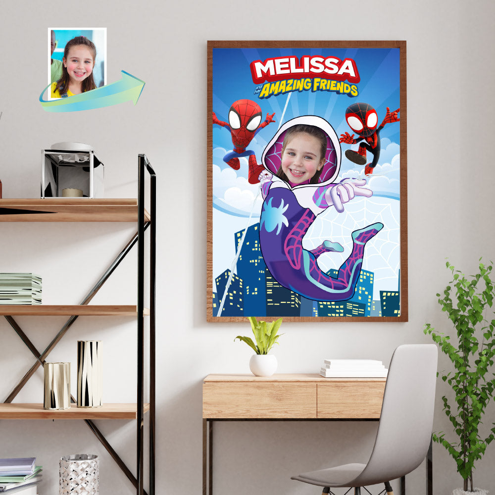 Gwen Stacy and friends Poster with girl as the star, Ghost Spidey Wall decoration. 2039PG