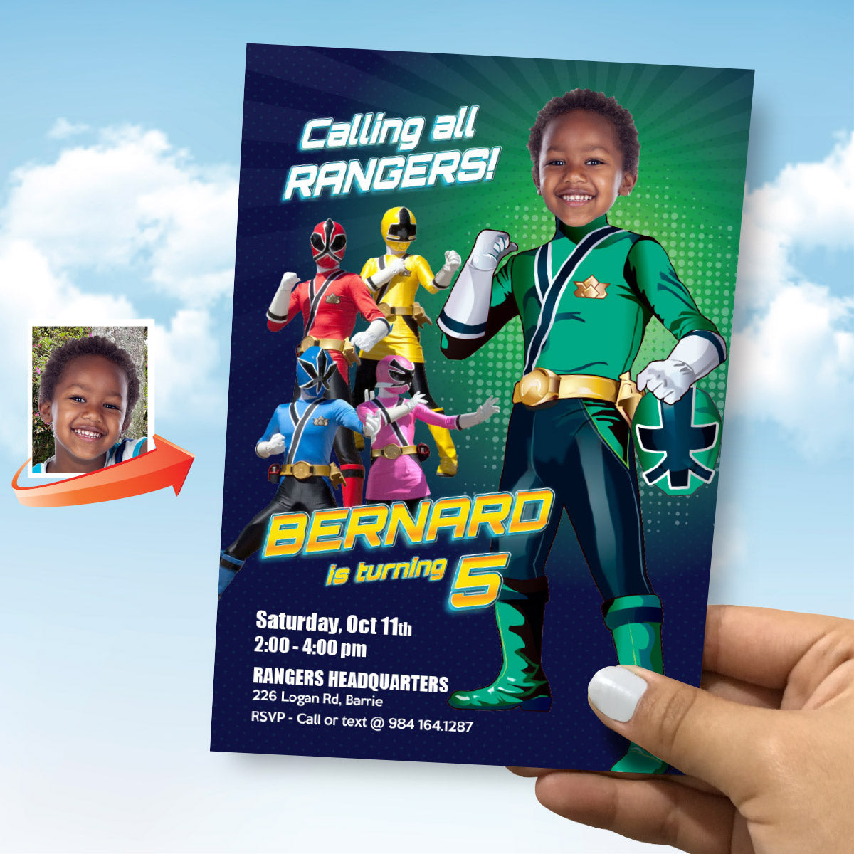 Power Ranger Green Party template with birthday kid as his favorite Ranger. 840IN
