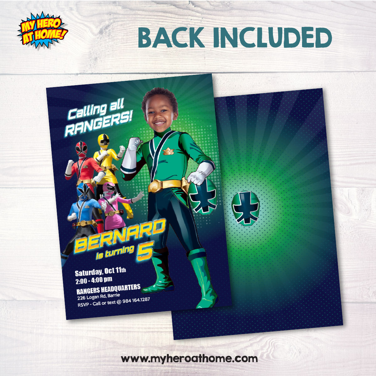 Power Ranger Green Party template with birthday kid as his favorite Ranger. 840IN