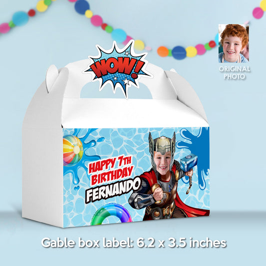 Custom Thor Pool Party Gable Box with photo, Thor Splash Candy Gifts Boxes. 857GB