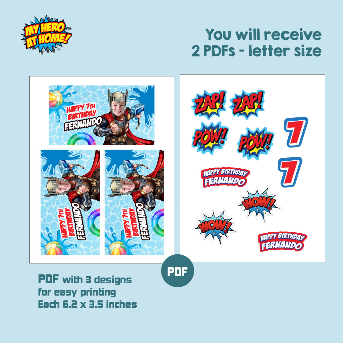 Custom Thor Pool Party Gable Box with photo, Thor Splash Candy Gifts Boxes. 857GB