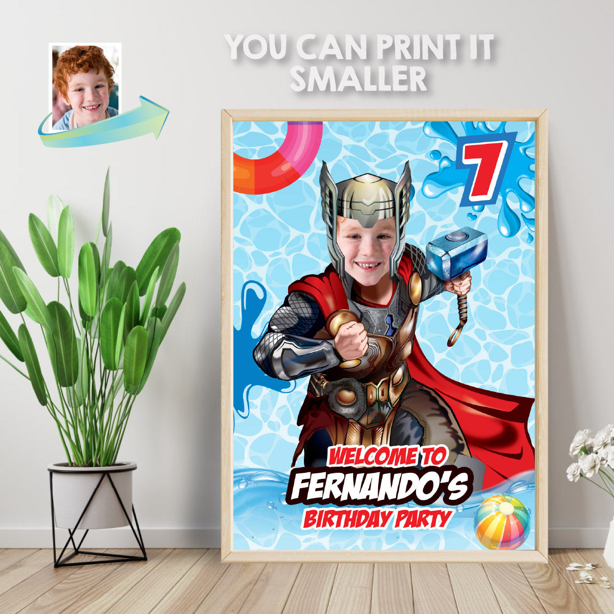 Custom Thor Pool Party Welcome Sign With Photo, Thor Splash party Entrance. 857WS