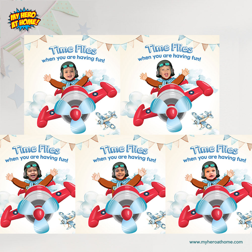 Personalized Vintage Airplane Gift Print with your kid as the pilot (Printable, Digital download). 911GF