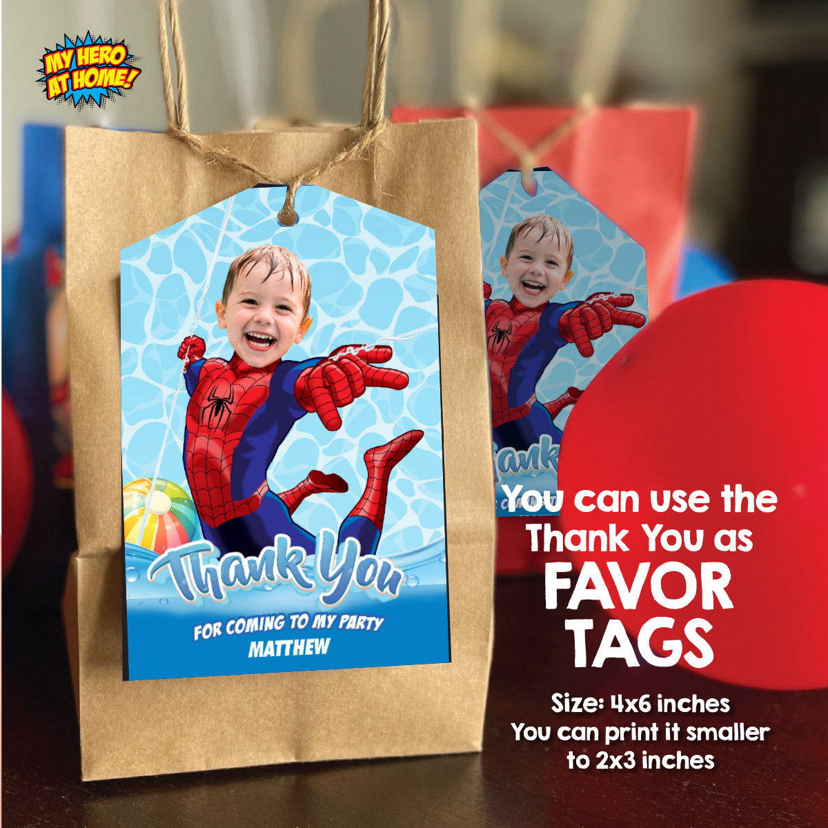 Personalized Spiderman Pool Party Birthday Bundle with photo. 932B2