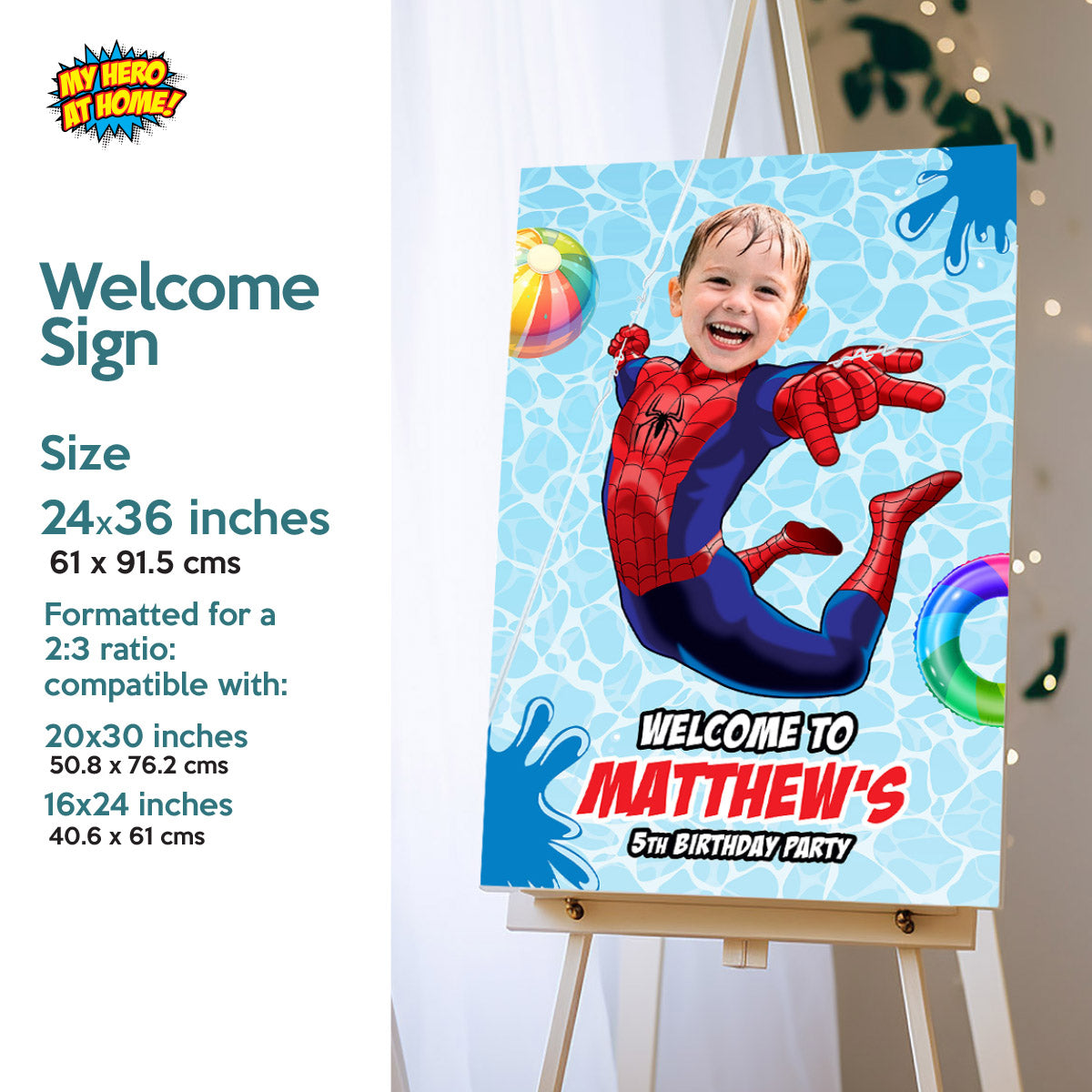 Personalized Spiderman Pool Party Birthday Bundle with photo. 932B2