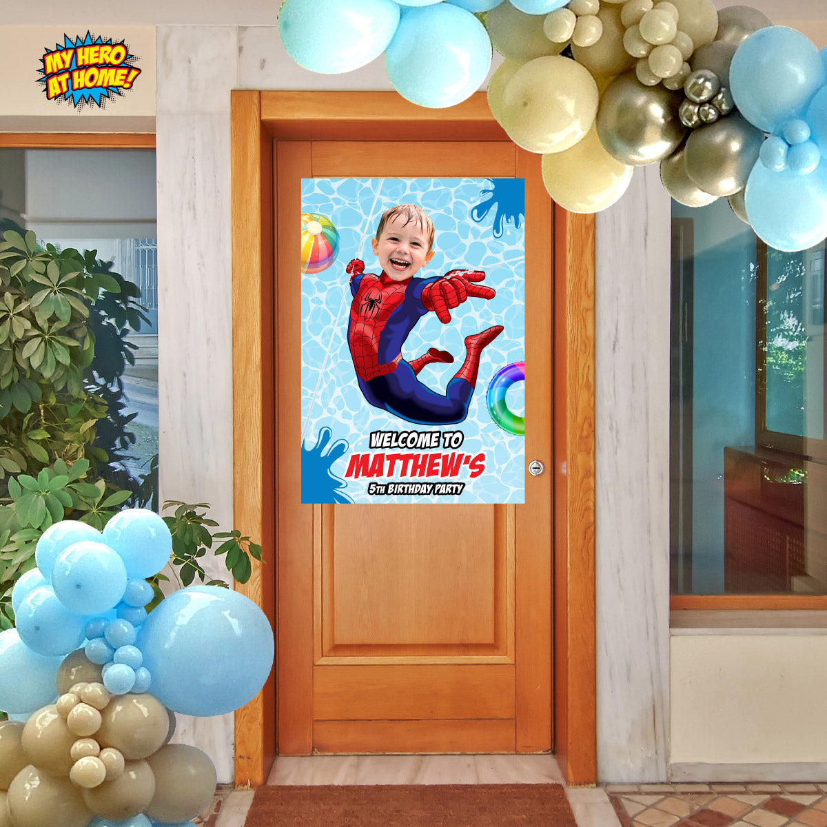 Personalized Spiderman Pool Party Birthday Bundle with photo. 932B2
