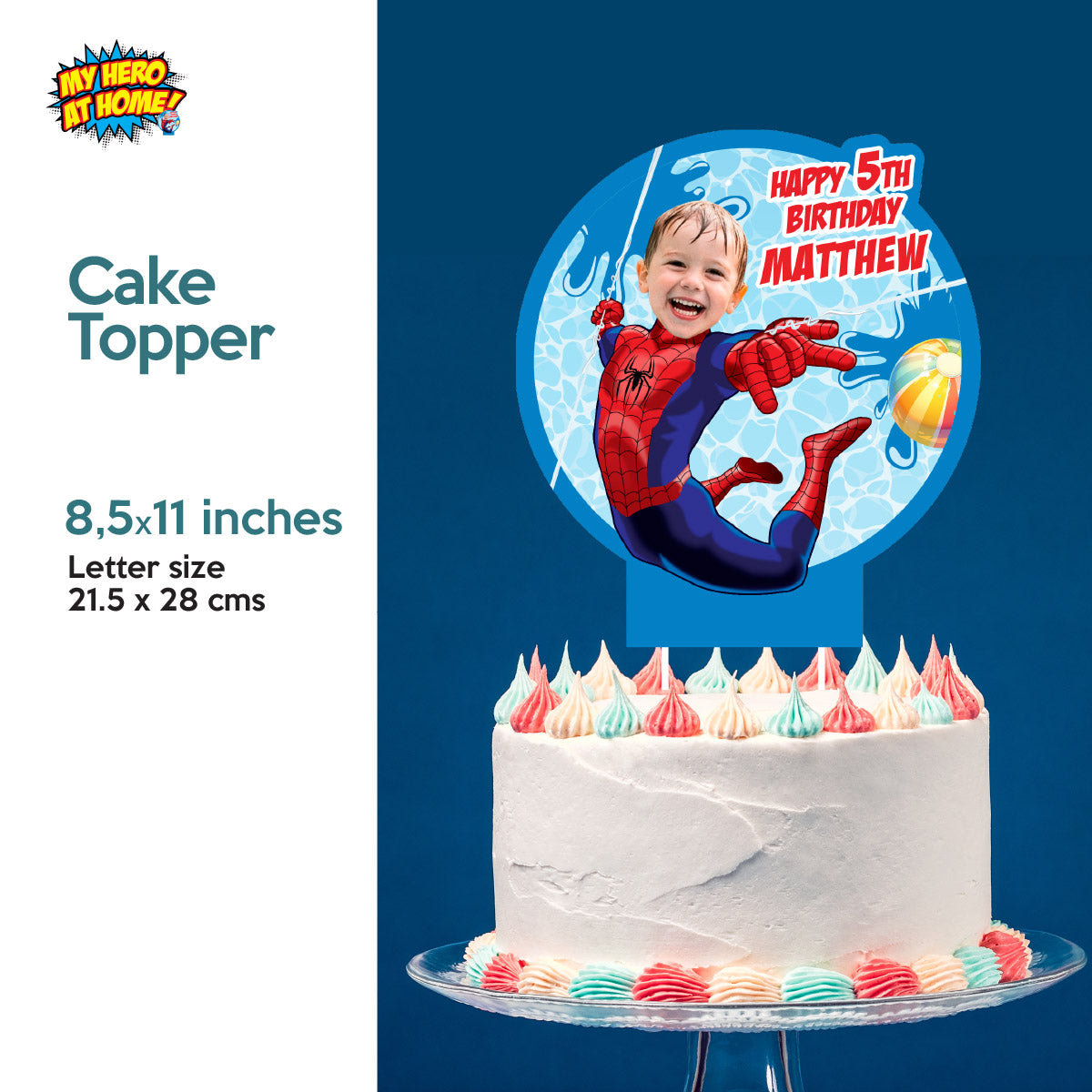 Bundle Spiderman Splash Party decoration with birthday kid as the star: Backdrop, Cake, Welcome. 932B4