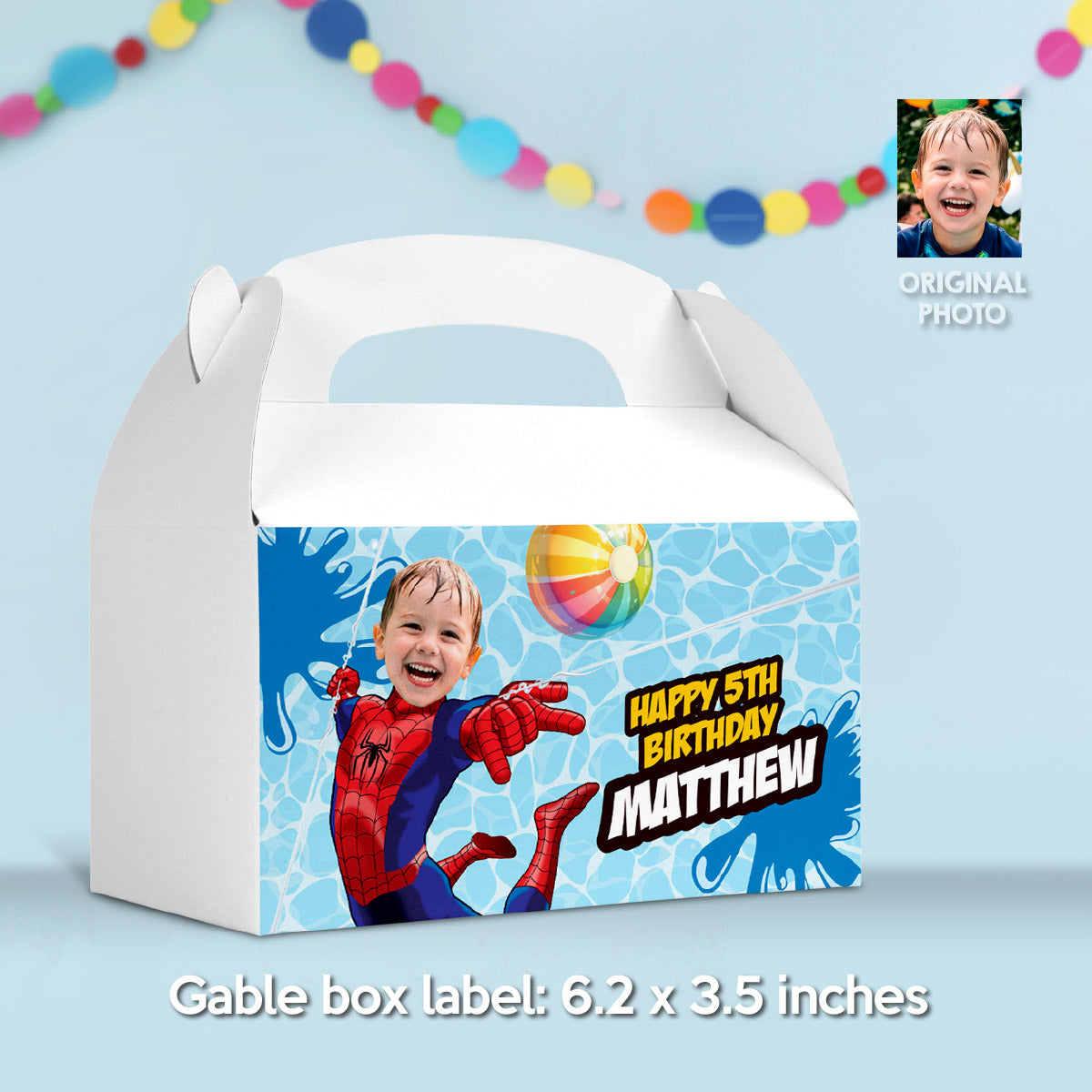 Spiderman Pool Party Table Matching Items Bundle with birthday kid as the star. 932B1