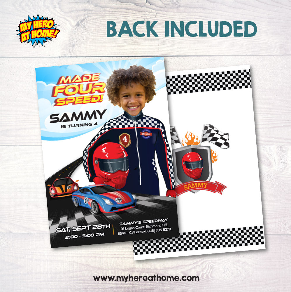 Made Four Speed Birthday Party Invitation with Birthday Child as Star. 955IN